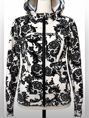 Lululemon Rare Laceoflage Scuba Hoodie Black Lace Print Full Zip Jacket Classic